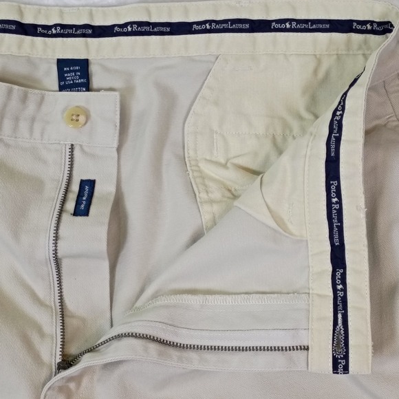 Vintage Polo Ralph Lauren Mens Andrew Pant Khaki Pleated Chino Cotton Size 38x30 - Picture 8 of 16